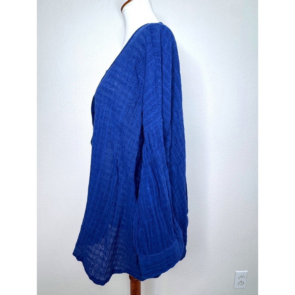SOFT SURROUNDINGS Linen Cotton Blend Oversized Tunic 3X Blue Coastal Lightweight - Picture 5 of 9